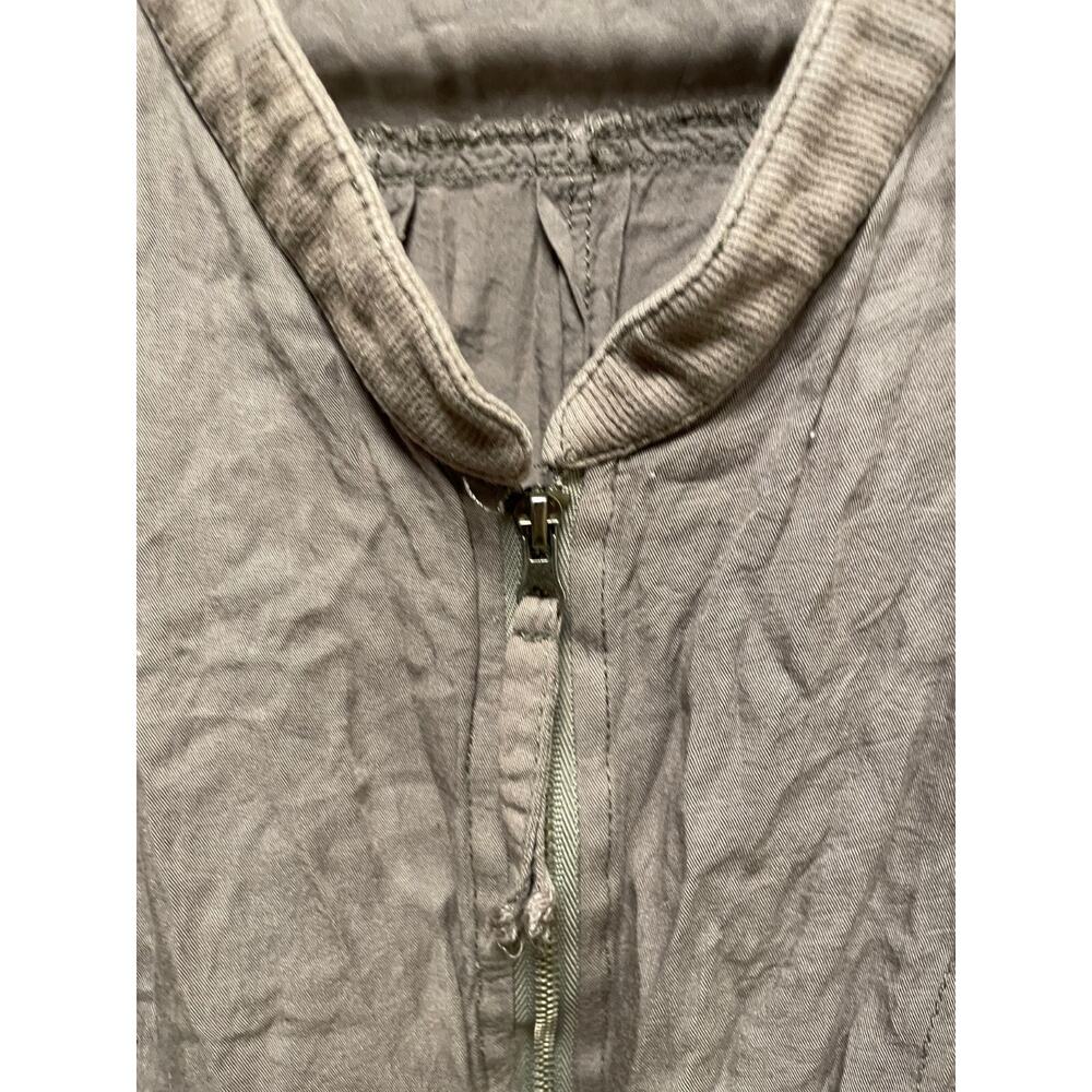 Womens Jacket Medium Gray Embroidered Roll Tab Sleeve Rayon Cropped Grunge READ - Picture 4 of 8